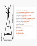 Darrahopens Furniture > Living Room > Coat Racks Coat Rack, Freestanding Coats Rack Stand with 2 Shelves & 6 Hooks, Free Standing Hall Coat Tree
