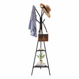 Darrahopens Furniture > Living Room > Coat Racks Coat Rack, Freestanding Coats Rack Stand with 2 Shelves & 6 Hooks, Free Standing Hall Coat Tree