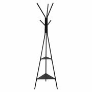 Darrahopens Furniture > Living Room > Coat Racks Coat Rack, Freestanding Coats Rack Stand with 2 Shelves & 6 Hooks, Free Standing Hall Coat Tree
