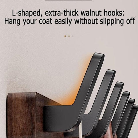 Darrahopens Furniture > Living Room > Coat Racks Coat rack - Wall coat rack - Coat rack with hooks - Storage rack - 35 × 3 cm - Wooden coat rack - Walnut - 4 hooks - Walnut wood color