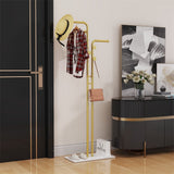Darrahopens Furniture > Living Room > Coat Racks Double Pole Metal Coat Rack with Marble Base - Free Standing Clothes and Hat Stand AU