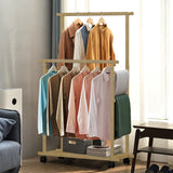 Darrahopens Furniture > Living Room > Coat Racks Double Rail Heavy Strong Rolling Clothes Rack with Trousers Rack & Bottom Shelf