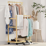 Darrahopens Furniture > Living Room > Coat Racks Double Rail Heavy Strong Rolling Clothes Rack with Trousers Rack & Bottom Shelf