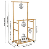 Darrahopens Furniture > Living Room > Coat Racks Double Rail Heavy Strong Rolling Clothes Rack with Trousers Rack & Bottom Shelf
