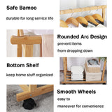 Darrahopens Furniture > Living Room > Coat Racks Double Rail Heavy Strong Rolling Clothes Rack with Trousers Rack & Bottom Shelf