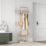 Darrahopens Furniture > Living Room > Coat Racks Gold Metal Coat Rack Stand Granite Base Hall Tree