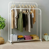 Darrahopens Furniture > Living Room > Coat Racks Heavy Duty Double Clothes Rail Rack Garment Hanging Display Stand 4 Wheel Armoir
