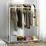 Darrahopens Furniture > Living Room > Coat Racks Heavy Duty Double Clothes Rail Rack Garment Hanging Display Stand 4 Wheel Armoir