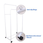 Darrahopens Furniture > Living Room > Coat Racks Heavy Duty Double Clothes Rail Rack Garment Hanging Display Stand 4 Wheel Armoir