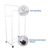 Darrahopens Furniture > Living Room > Coat Racks Heavy Duty Double Clothes Rail Rack Garment Hanging Display Stand 4 Wheel Armoir