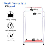 Darrahopens Furniture > Living Room > Coat Racks Heavy Duty Double Clothes Rail Rack Garment Hanging Display Stand 4 Wheel Armoir