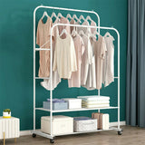 Darrahopens Furniture > Living Room > Coat Racks Heavy Duty Double Rail Garment Rack Rolling Clothes Rack 2Tier Storage Shelf
