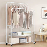 Darrahopens Furniture > Living Room > Coat Racks Heavy Duty Double Rail Garment Rack Rolling Clothes Rack 2Tier Storage Shelf