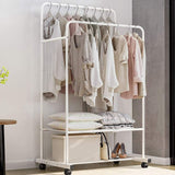Darrahopens Furniture > Living Room > Coat Racks Heavy Duty Double Rail Garment Rack Rolling Clothes Rack 2Tier Storage Shelf