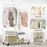 Darrahopens Furniture > Living Room > Coat Racks Heavy Duty Double Rail Garment Rack Rolling Clothes Rack 2Tier Storage Shelf