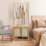 Darrahopens Furniture > Living Room > Coat Racks High Strength Bamboo Clothing Rack Closet Organizer Storage Cabinet &Shoe Shelf