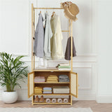 Darrahopens Furniture > Living Room > Coat Racks High Strength Bamboo Clothing Rack Closet Organizer Storage Cabinet &Shoe Shelf