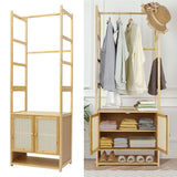 Darrahopens Furniture > Living Room > Coat Racks High Strength Bamboo Clothing Rack Closet Organizer Storage Cabinet &Shoe Shelf