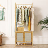 Darrahopens Furniture > Living Room > Coat Racks High Strength Bamboo Clothing Rack Closet Organizer Storage Cabinet &Shoe Shelf