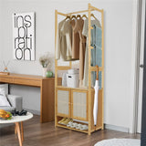 Darrahopens Furniture > Living Room > Coat Racks High Strength Bamboo Clothing Rack Closet Organizer Storage Cabinet &Shoe Shelf