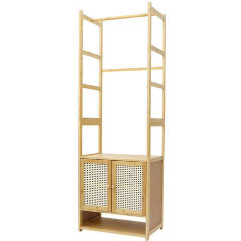 Darrahopens Furniture > Living Room > Coat Racks High Strength Bamboo Clothing Rack Closet Organizer Storage Cabinet &Shoe Shelf