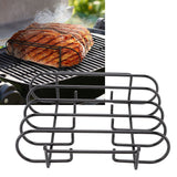 Darrahopens Furniture > Living Room > Coat Racks Rib Rack 4 Rows Capacity Compact Portable Iron Material Black Durable Reusable Barbecue Standing Rib Rack for Camping In Australia - Darrahopens