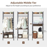 Darrahopens Furniture > Living Room > Coat Racks Rustic Wooden Clothes Garment Rail Open Hanging Display Shelf Shoe Rack Entryway