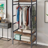 Darrahopens Furniture > Living Room > Coat Racks Rustic Wooden Clothes Garment Rail Open Hanging Display Shelf Shoe Rack Entryway