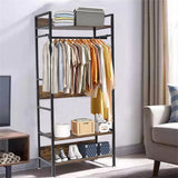 Darrahopens Furniture > Living Room > Coat Racks Rustic Wooden Clothes Garment Rail Open Hanging Display Shelf Shoe Rack Entryway