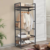 Darrahopens Furniture > Living Room > Coat Racks Rustic Wooden Clothes Garment Rail Open Hanging Display Shelf Shoe Rack Entryway