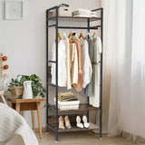 Darrahopens Furniture > Living Room > Coat Racks Rustic Wooden Clothes Garment Rail Open Hanging Display Shelf Shoe Rack Entryway