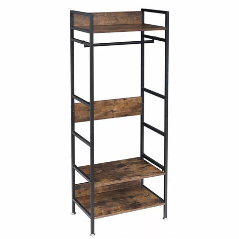 Darrahopens Furniture > Living Room > Coat Racks Rustic Wooden Clothes Garment Rail Open Hanging Display Shelf Shoe Rack Entryway