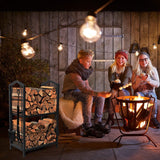 Darrahopens Furniture > Living Room > Coat Racks Steel Firewood Rack with Tools, Large Log Holder, 30cm Depth