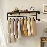 Darrahopens Furniture > Living Room > Coat Racks Upgraded Heavy Duty Pipe Clothes Rack Iron Garment Hanging Bar with Top Shelf