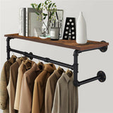 Darrahopens Furniture > Living Room > Coat Racks Upgraded Heavy Duty Pipe Clothes Rack Iron Garment Hanging Bar with Top Shelf