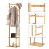 Darrahopens Furniture > Living Room > Coat Racks Versatile Strong Bamboo Clothes Hanger Rod Stand Scarf Hat Holder Storage Shelf