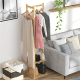 Darrahopens Furniture > Living Room > Coat Racks Versatile Strong Bamboo Clothes Hanger Rod Stand Scarf Hat Holder Storage Shelf