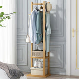 Darrahopens Furniture > Living Room > Coat Racks Versatile Strong Bamboo Clothes Hanger Rod Stand Scarf Hat Holder Storage Shelf