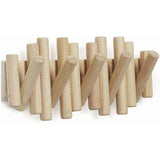 Wooden Wall Coat Rack with 5 Retractable Hooks, 37.1 x 16.5 x 4.4 cm