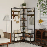 Darrahopens Furniture > Living Room > Coat Racks Xxl Corner Coat Stand Widen Depth Bench Shoe Rack Storage Shelves 10 Dual Hooks