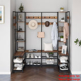 Darrahopens Furniture > Living Room > Coat Racks Xxl Corner Coat Stand Widen Depth Bench Shoe Rack Storage Shelves 10 Dual Hooks