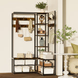 Darrahopens Furniture > Living Room > Coat Racks Xxl Corner Coat Stand Widen Depth Bench Shoe Rack Storage Shelves 10 Dual Hooks