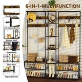 Darrahopens Furniture > Living Room > Coat Racks Xxl Corner Coat Stand Widen Depth Bench Shoe Rack Storage Shelves 10 Dual Hooks