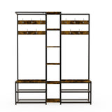 Darrahopens Furniture > Living Room > Coat Racks Xxl Corner Coat Stand Widen Depth Bench Shoe Rack Storage Shelves 10 Dual Hooks