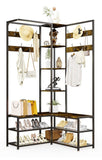 Darrahopens Furniture > Living Room > Coat Racks Xxl Corner Coat Stand Widen Depth Bench Shoe Rack Storage Shelves 10 Dual Hooks