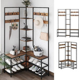 Darrahopens Furniture > Living Room > Coat Racks Xxl Corner Coat Stand Widen Depth Bench Shoe Rack Storage Shelves 10 Dual Hooks