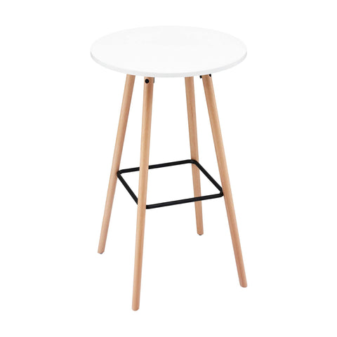 Darrahopens Furniture > Living Room > Coffee Tables Artiss Bar Table Round Counter Kitchen Dining Desk Pub 98cm Height Wood White