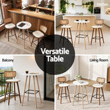 Darrahopens Furniture > Living Room > Coffee Tables Artiss Bar Table Round Counter Kitchen Dining Desk Pub 98cm Height Wood White
