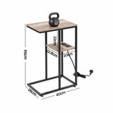 Darrahopens Furniture > Living Room > Coffee Tables Artiss C-Shaped End Table Charging Station 2-Tier Side Coffee Table Bedside Wood
