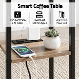 Darrahopens Furniture > Living Room > Coffee Tables Artiss C-Shaped End Table Charging Station 2-Tier Side Coffee Table Bedside Wood